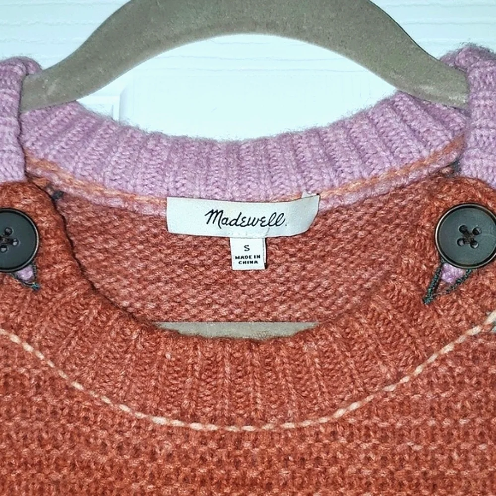 Madewell Space-Dyed Button-Shoulder Pullover Sweater Size Small - Picture 4 of 10